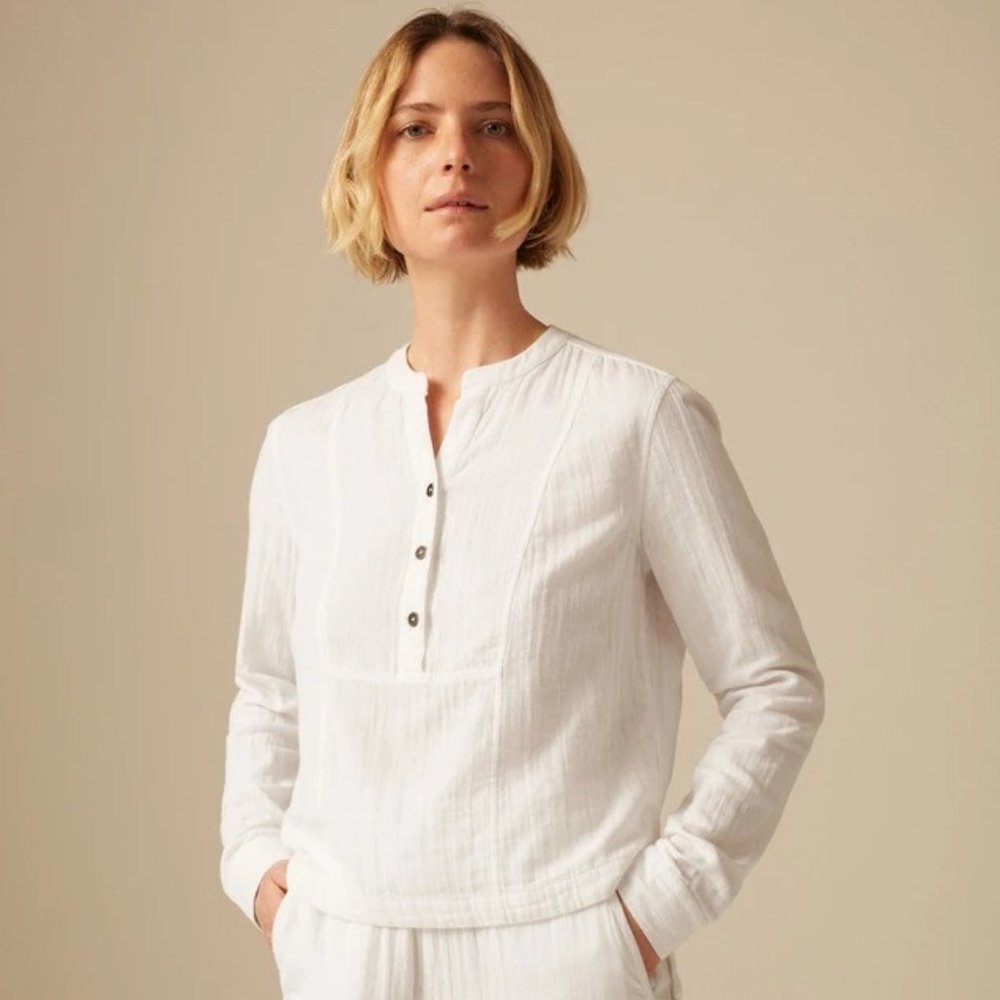 ME + EM Casual Cheesecloth Bib Shirt